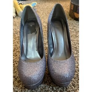 Merumote Stiletto Platform Sky High 5" Purple Glitter Heels Size 7